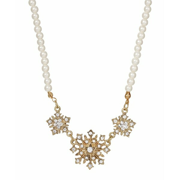 2028 fB[X lbNXE`[J[Ey_ggbv ANZT[ Imitation Pearl Crystal Starburst Collar Necklace Gold-White