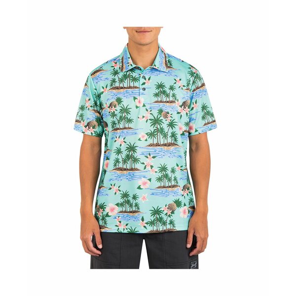 n[[ Y |Vc gbvX Men's H2O-Dri Ace Fiesta Mesh Short Sleeve Polo Shirt Tropical Mist 2