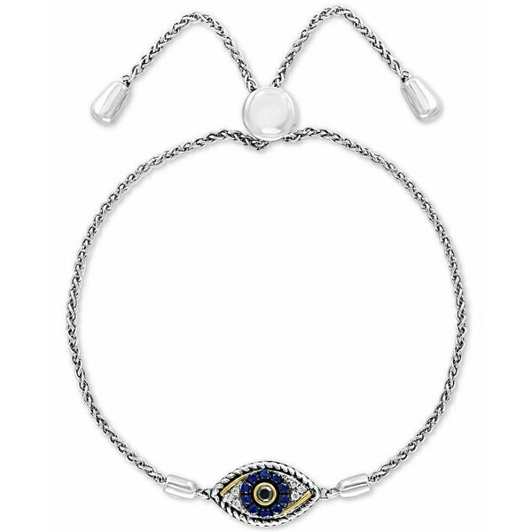 ե 쥯 ǥ ֥쥹åȡХ󥰥롦󥯥å ꡼ EFFY® Sapphire (1/10 ct. t.w.) & Diamond (1/10 ct. t.w.) Evil Eye Bolo Bracelet in 14k Gold & Sterling...