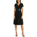 アールアンドエムリチャーズ レディース ワンピース トップス R&M Richards Short-Sleeve Faux-Wrap Dress Black