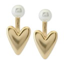 ラッキーブランド メンズ ピアス・イヤリング アクセサリー Gold-Tone Imitation Pearl & Puffy Heart Jacket Earrings Gold