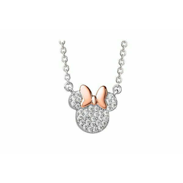 fBYj[ fB[X lbNXE`[J[Ey_ggbv ANZT[ Womens Minnie Mouse Silver Plated Cubic Zirconia Necklace, 16+2