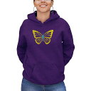 エルエーポップアート レディース カットソー トップス Women's Butterfly Word Art Hooded Sweatshirt Purple