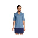 ランズエンド レディース カットソー トップス Women 039 s Performance Elbow Sleeve Pique Polo T-Shirt Evening blue