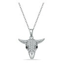 Wj xj[j fB[X lbNXE`[J[Ey_ggbv ANZT[ Cubic Zirconia Pave Steer Head Pendant Necklace in Sterling Silver Sterling Silver