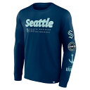 t@ieBNX Y TVc gbvX Seattle Kraken Fanatics Branded Strike the Goal Long Sleeve TShirt Deep Sea Blue