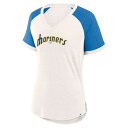 ファナティクス レディース Tシャツ トップス Seattle Mariners Fanatics Branded Women 039 s For the Team Slub Raglan VNeck Jersey TShirt White/Royal