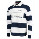 トミー ヒルフィガー メンズ ポロシャツ トップス Seattle Seahawks Tommy Hilfiger Varsity Stripe Rugby Long Sleeve Polo College Navy/White