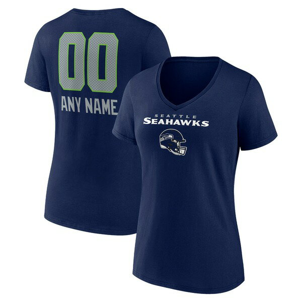 ファナティクス レディース Tシャツ トップス Seattle Seahawks Fanatics Branded Women's Personalized Name & Number Team Wordmark VNeck TShirt College Navy