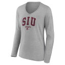 t@ieBNX fB[X TVc gbvX Southern Illinois Salukis Fanatics Branded Women's Campus Long Sleeve VNeck TShirt Gray