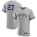 ナイキ メンズ ユニフォーム トップス New York Yankees Nike Road Authentic Custom Jersey Gray