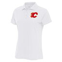 アンティグア レディース ポロシャツ トップス Calgary Flames Antigua Women's Team Logo Legacy Pique Polo White