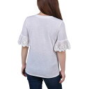ニューヨークコレクション レディース カットソー トップス Petite Short Bell Sleeve Slubbed Top White