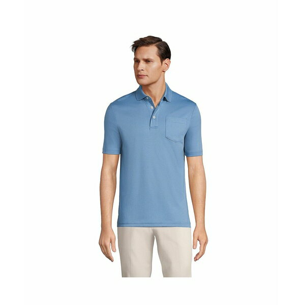 YGh Y |Vc gbvX Men's Short Sleeve Super Soft Supima Polo Shirt with Pocket Muted blue