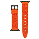 XeB[u }f fB[X rv ANZT[ Women's Orange Silicone Debossed Swirl Logo Band Compatible with 42/44/45/Ultra/Ultra 2 Apple Watch Orange, Black