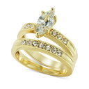 `[^[Nu fB[X O ANZT[ Gold-Tone Pav&eacute; & Marquise Cubic Zirconia Double-Row Ring, Created for Macy's Gold