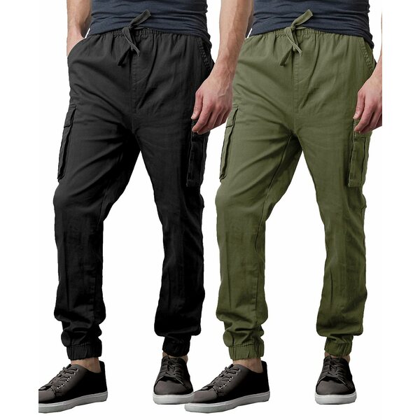 ギャラクシーバイハルビック メンズ カジュアルパンツ ボトムス Men 039 s Slim Fit Stretch Cargo Jogger Pants, Pack of 2 Black, Olive