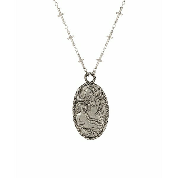 マドンナ 2028 レディース ネックレス・チョーカー・ペンダントトップ アクセサリー Symbols of Faith Oval Madonna Child Necklace Silver