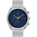 JoNC Y rv ANZT[ Men's Multifunction Silver-Tone Stainless Steel Mesh Bracelet Watch 44mm Silver