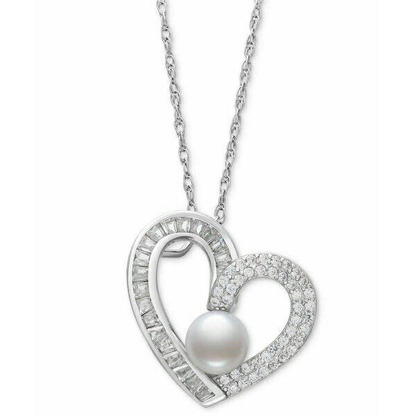 x hD [ fB[X lbNXE`[J[Ey_ggbv ANZT[ Cultured Freshwater Button Pearl (6mm) & Cubic Zirconia Heart 18