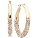 ANC fB[X sAXCO ANZT[ PAVE CRYSTAL TUBULAR HOOP EARRINGS Crystal