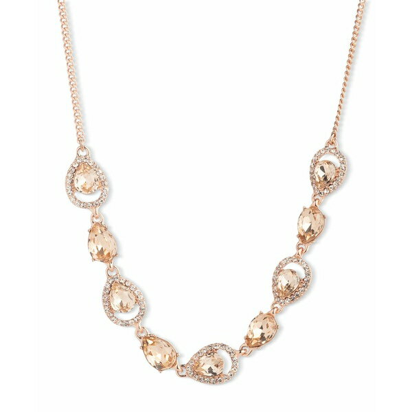 ジバンシー レディース ネックレス・チョーカー・ペンダントトップ アクセサリー Rose Gold-Tone Pavé & Pear-Shape Crystal Statement Necklace, 16