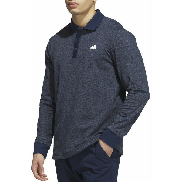 AfB_X Y Vc gbvX adidas Men's Essentials Heathered Long Sleeve Golf Polo Collegiate Navy