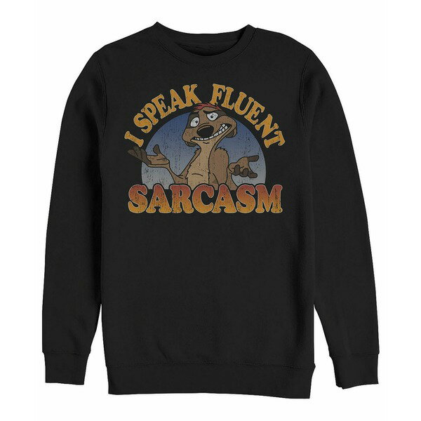 ディズニー メンズ パーカー・スウェットシャツ アウター Men's Lion King Timon Speaks Sarcasm, Crewneck Fleece Heathr Gry