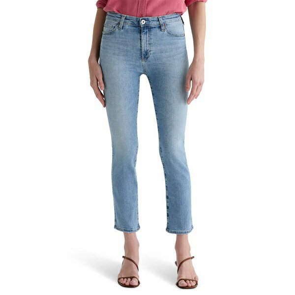 エージージーンズ レディース デニムパンツ ボトムス Mari Mid-Rise Slim Straight Crop Jeans in Marina Blue Marina Blue