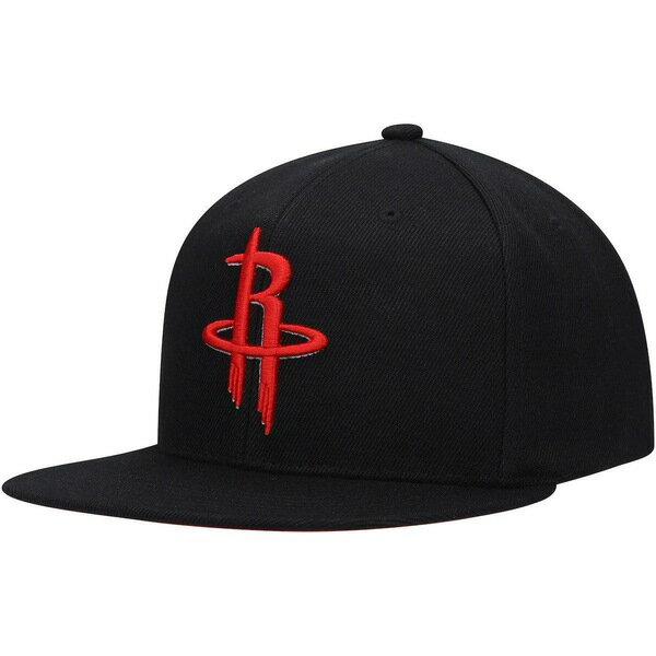 ミッチェル ミッチェル&ネス Men's Mitchell & Ness Black Houston Rockets Custom Patch Snapback Hat Black：asty メンズ 帽子 アクセサリー けまで
