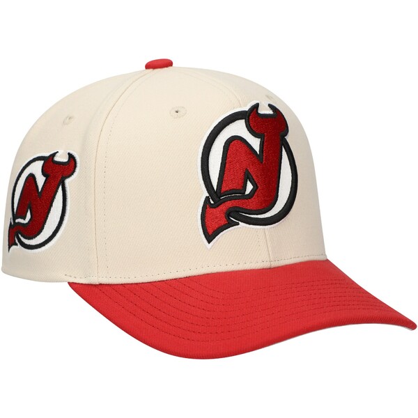 ミッチェル＆ネス ミッチェル&ネス メンズ 帽子 アクセサリー New Jersey Devils Mitchell & Ness Game On 2Tone Pro Adjustable Hat Cream/Red