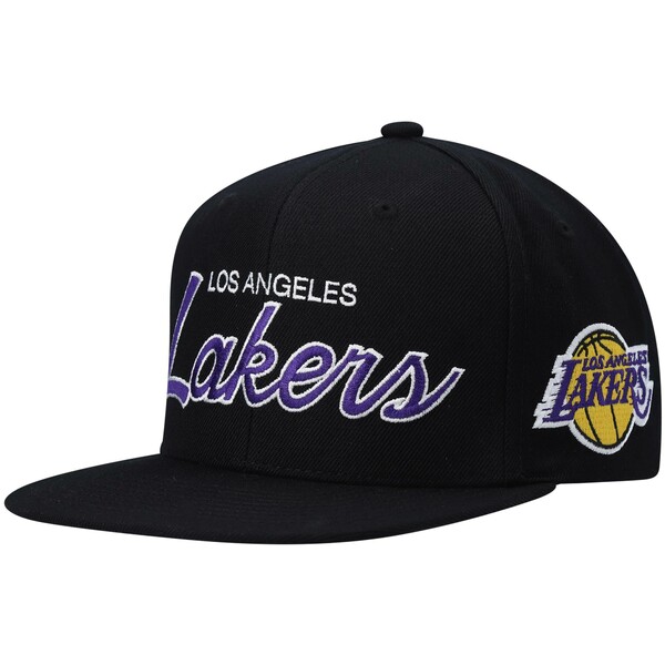 ミッチェル＆ネス ミッチェル&ネス メンズ 帽子 アクセサリー Los Angeles Lakers Mitchell & Ness Hardwood Classics Script 2.0 Snapback Hat Black