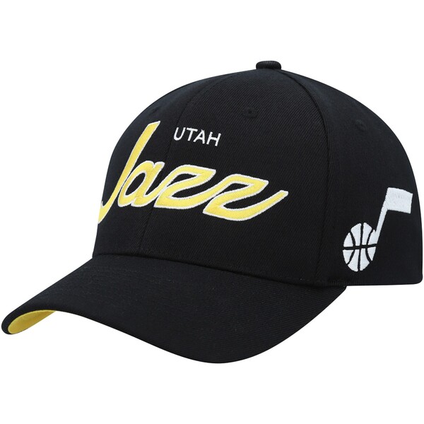 ミッチェル＆ネス ミッチェル&ネス メンズ 帽子 アクセサリー Utah Jazz Mitchell & Ness MVP Team Script 2.0 Stretch Snapback Hat Black