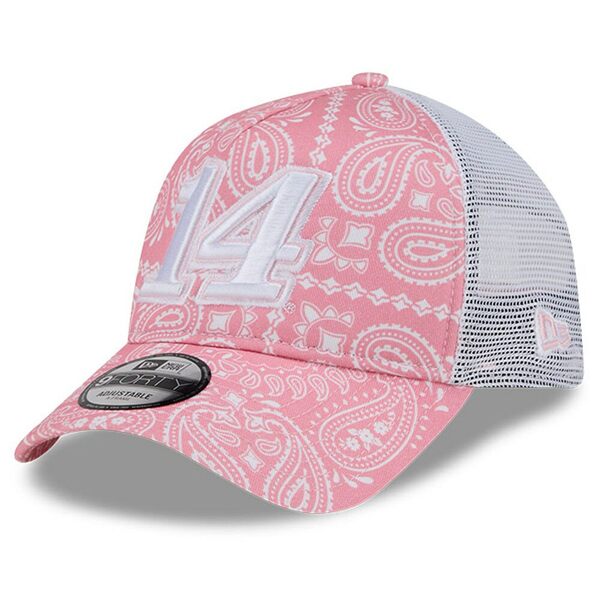 j[G Y Xq ANZT[ Chase Briscoe New Era 9FORTY AFrame Trucker Paisley Adjustable Hat Pink