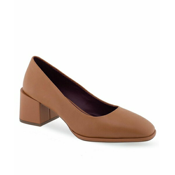 エアロソールズ レディース パンプス シューズ Alae Dress-Pump-Mid Heel Tan Leather