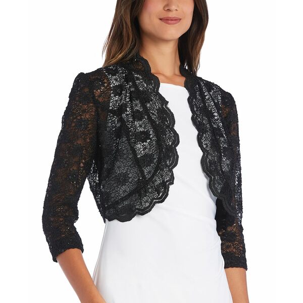 アールアンドエムリチャーズ レディース ワンピース トップス Scalloped Sequin Lace Bolero Black