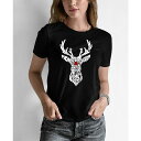 エルエーポップアート レディース Tシャツ トップス Women's Santa's Reindeer Word Art T-shirt Black