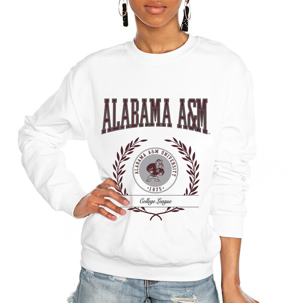 楽天astyゲームデイ レディース パーカー・スウェットシャツ アウター Alabama A&M Bulldogs Gameday Couture Women's It's a Vibe Classic Fleece Crewneck Pullover Sweatshirt White
