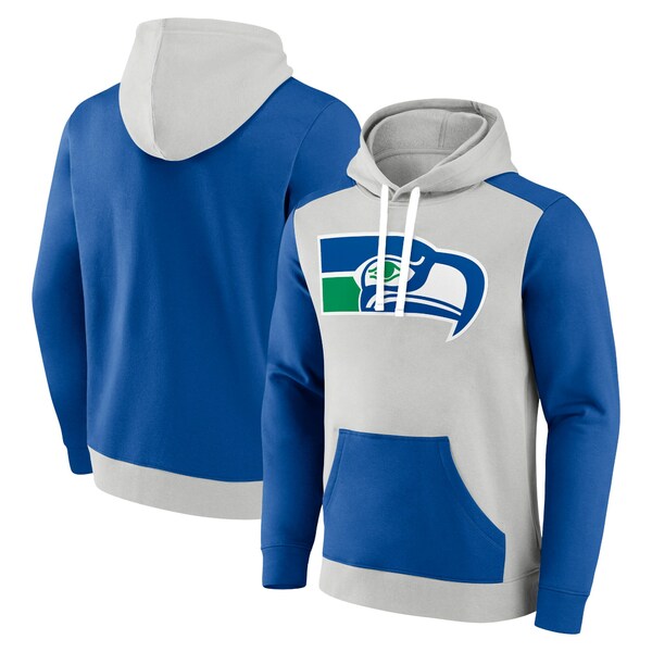 ファナティクス メンズ パーカー・スウェットシャツ アウター Seattle Seahawks Fanatics Branded Gridiron Classics Lost Step Pullover Hoodie Gray/Royal