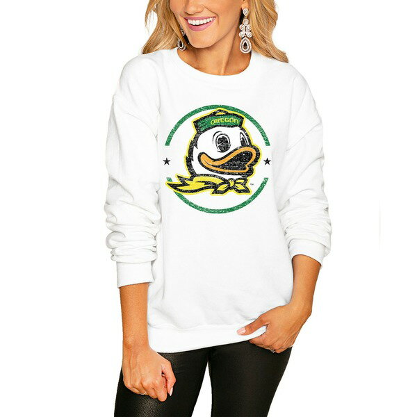 ゲームデイ レディース パーカー・スウェットシャツ アウター Oregon Ducks Women's End Zone Pullover Sweatshirt White