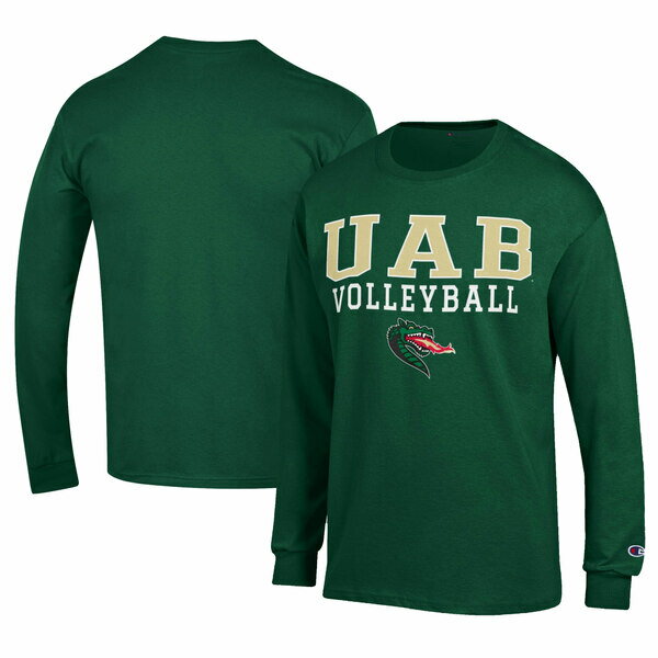 ԥ  T ȥåץ UAB Blazers Champion Stacked Logo Volleyball Jersey Long Sleeve TShirt Green