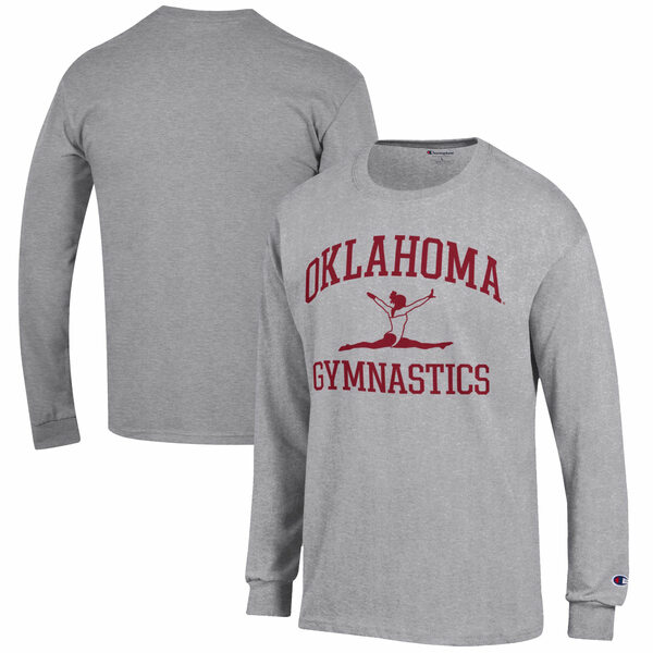 チャンピオン メンズ Tシャツ トップス Oklahoma Sooners Champion Gymnastics Icon Long Sleeve TShirt Gray