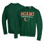 ԥ  ѡåȥ  Miami Hurricanes Champion Primary Team Logo Stack Logo Baseball Powerblend Pullover Sweatshirt Green