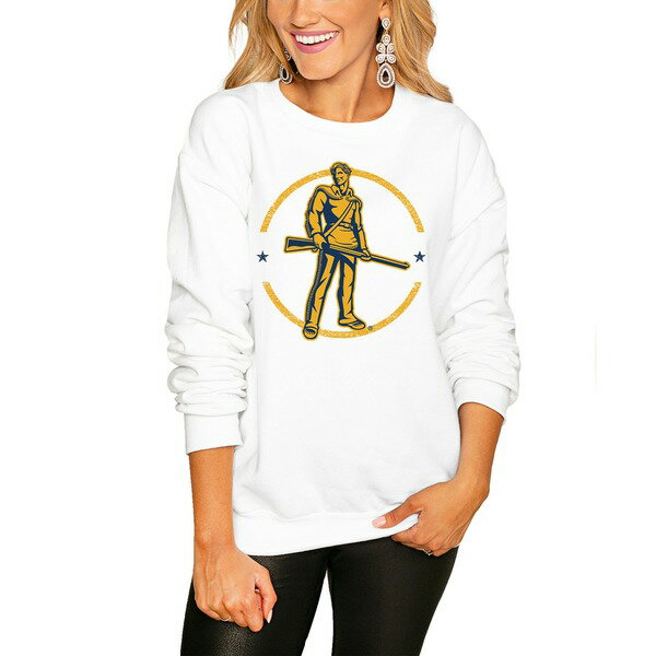 ゲームデイ レディース パーカー・スウェットシャツ アウター West Virginia Mountaineers Women's End Zone Pullover Sweatshirt White