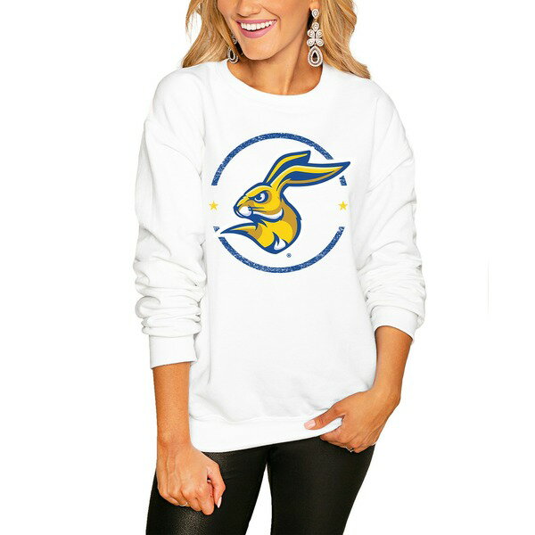 ゲームデイ レディース パーカー・スウェットシャツ アウター South Dakota State Jackrabbits Women's End Zone Pullover Sweatshirt White