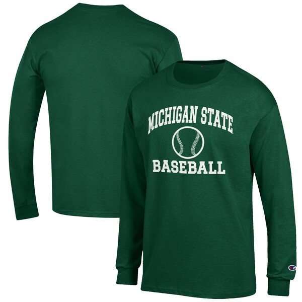 チャンピオン メンズ Tシャツ トップス Michigan State Spartans Champion Baseball Icon Long Sleeve TShirt Green