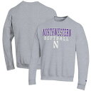 チャンピオン メンズ パーカー・スウェットシャツ アウター Northwestern Wildcats Champion Softball Stack Pullover Crewneck Sweatshirt Gray