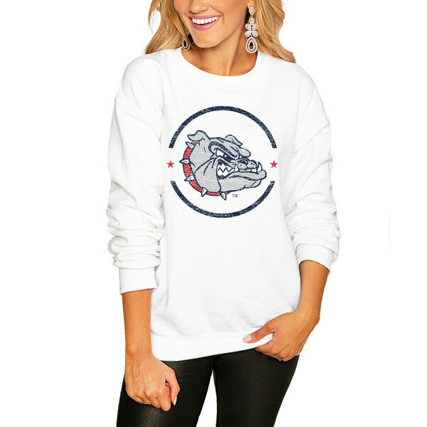 ゲームデイ レディース パーカー・スウェットシャツ アウター Gonzaga Bulldogs Women's End Zone Pullover Sweatshirt White