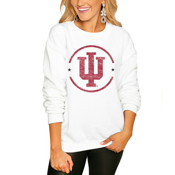 ゲームデイ レディース パーカー・スウェットシャツ アウター Indiana Hoosiers Women's End Zone Pullover Sweatshirt White