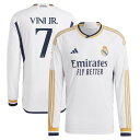 アディダス メンズ ユニフォーム トップス Vini Jr. Real Madrid adidas Home 2023/24 Authentic Long Sleeve Jersey White